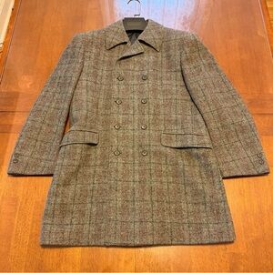Creation Pierre Cardin Paris Double Breasted Topcoat Coat 36R POW Tweed Vintage